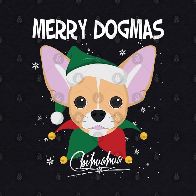 Merry Dogmas Chihuahua Dog With Green Santa's Hat Funny Xmas Gift by salemstore